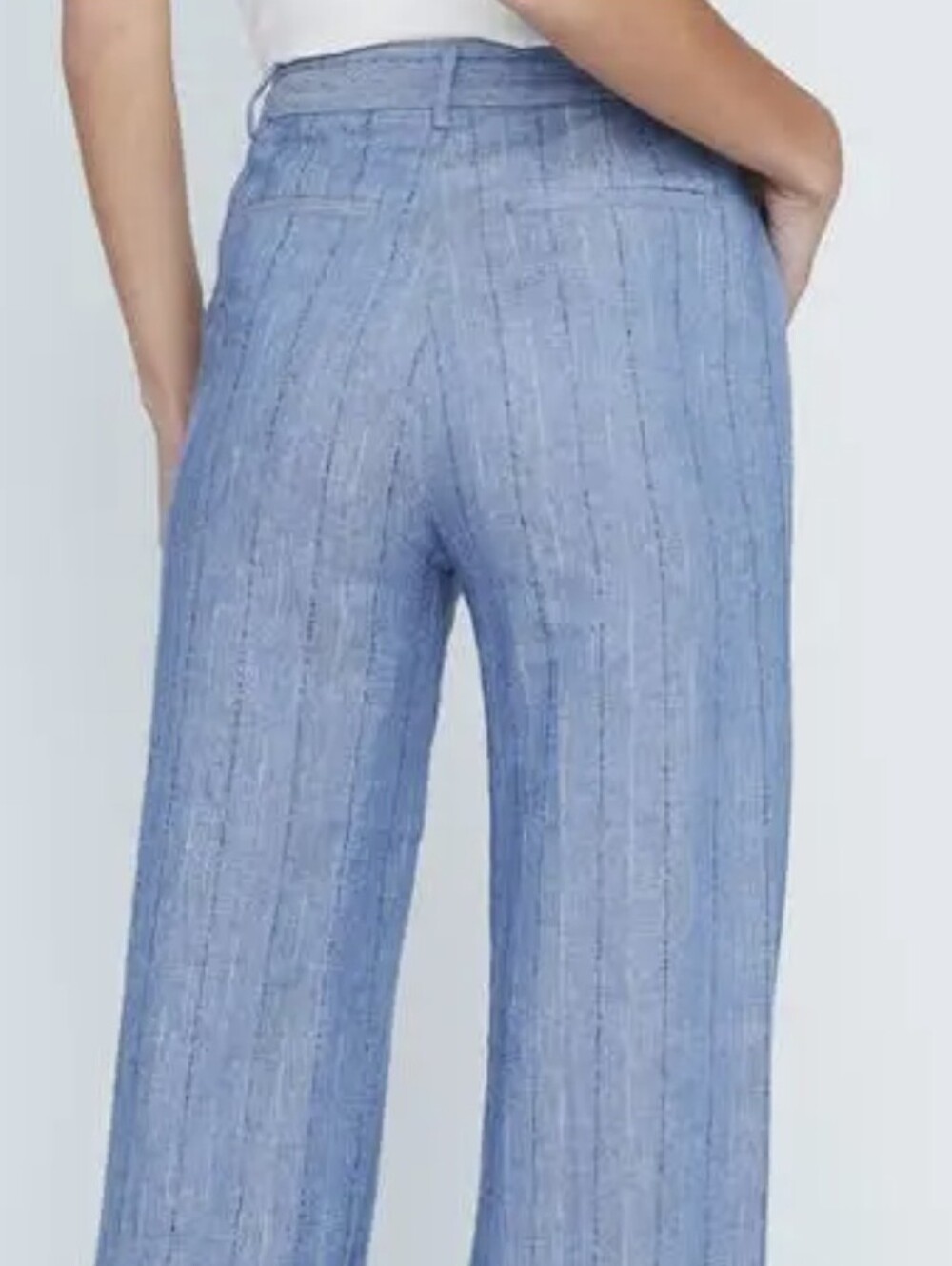 L' Agence Livvy Pinstripe Straight Wide Leg Trousers Blue Pants Womens Sz 8 $450 - Picture 3 of 15